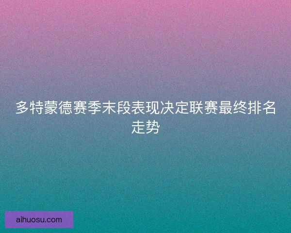多特蒙德赛季末段表现决定联赛最终排名走势